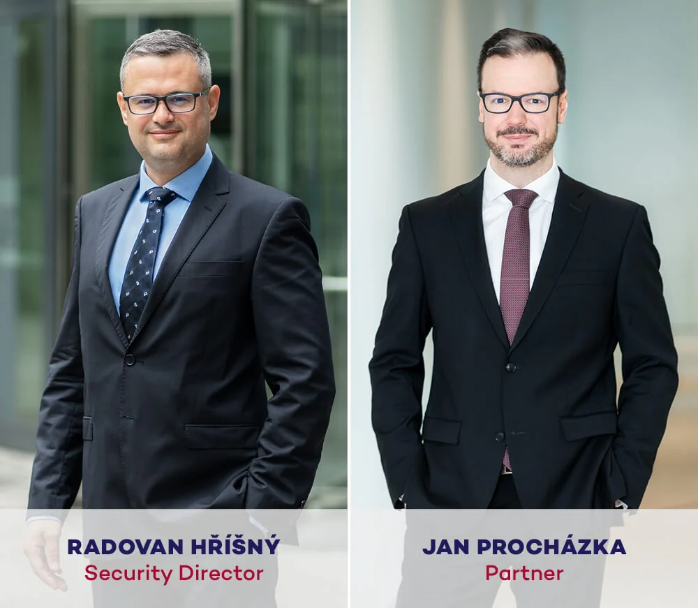 Portraits of Radovan Hříšný, Security Director, and Jan Procházka, banking and finance partner