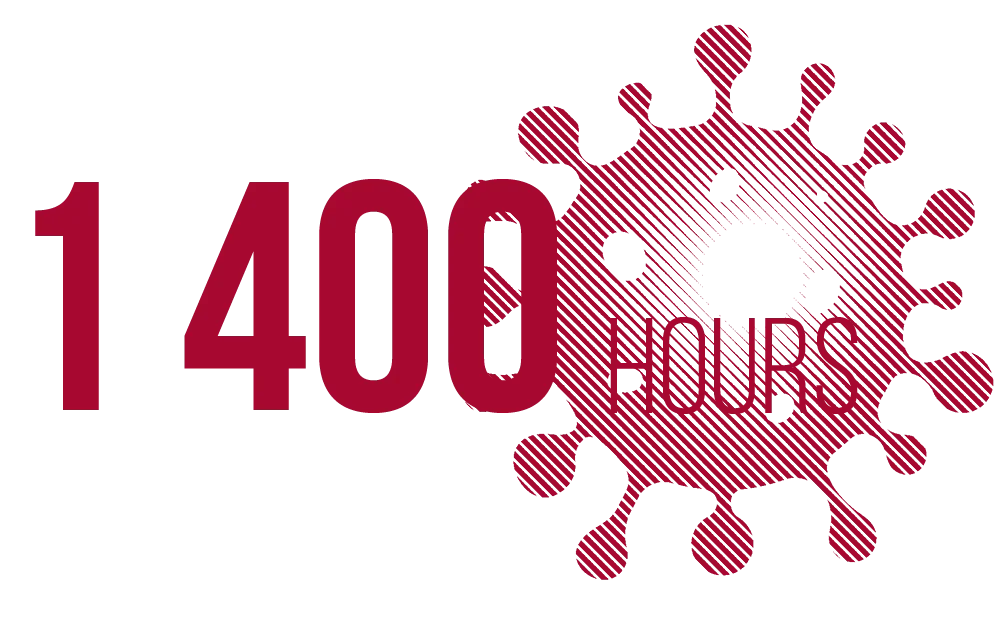 Graphic showing 1,400 HOURS of free information service during the COVID-19 pandemic