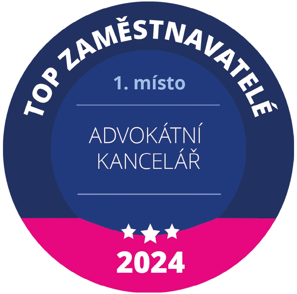 Odznak TOP ZAMĚSTNAVATELÉ 2024 — 1. místo, advokátní kancelář